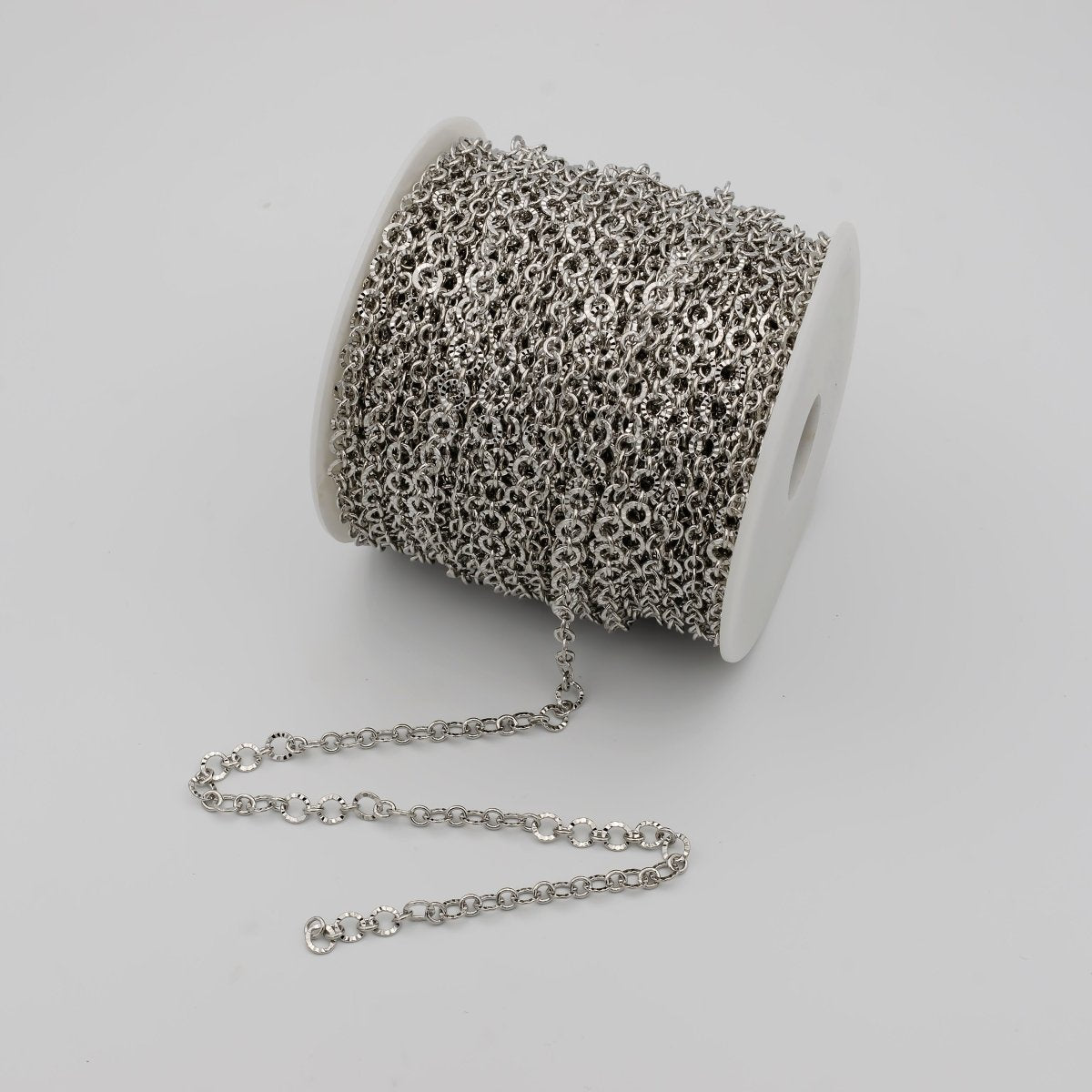 24K Gold Filled Textured Rolo Chain in Gold &amp; Silver, 6mm Rolo Chain For Jewelry Making | ROLL-642, ROLL-643 Clearance Pricing
