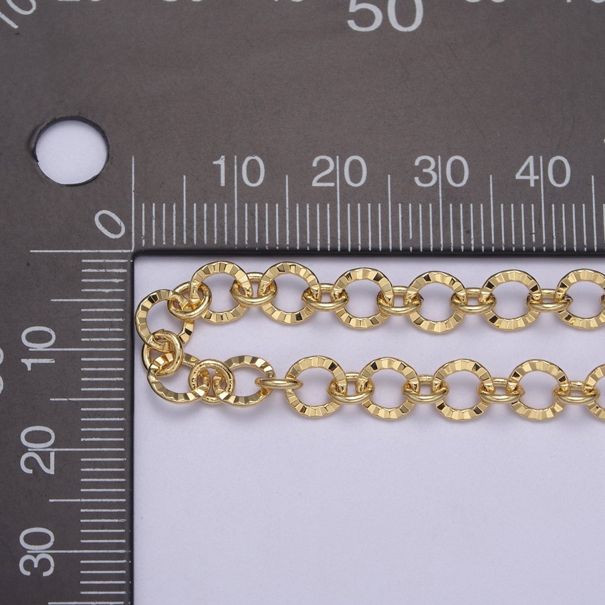 24K Gold Filled Textured Rolo Chain in Gold &amp; Silver, 6mm Rolo Chain For Jewelry Making | ROLL-642, ROLL-643 Clearance Pricing