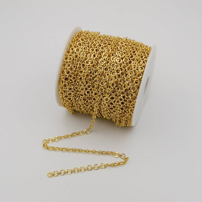 24K Gold Filled Textured Rolo Chain in Gold &amp; Silver, 6mm Rolo Chain For Jewelry Making | ROLL-642, ROLL-643 Clearance Pricing