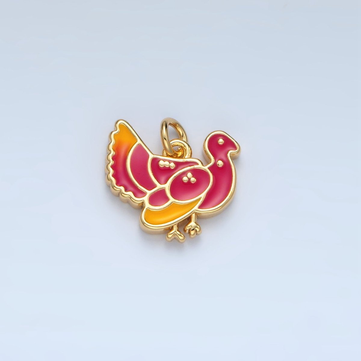 24K Gold Filled 11mm Thanksgiving Turkey Bird Charm in Gold &amp; Silver | N460
