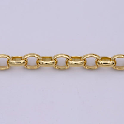 24K Gold Filled Thick Rolo Unfinished Chain by Yard, Thick Chunky 7.6X6 Rolo Wholesale Bulk Roll Chain For Jewelry Making | ROLL-572