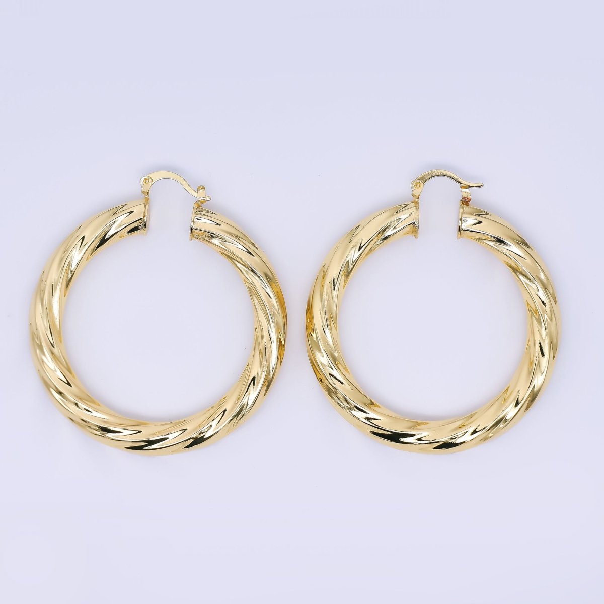 Minimalist Dome Tube Hoop Twist French Lock Hoops Earrings | AJ-100