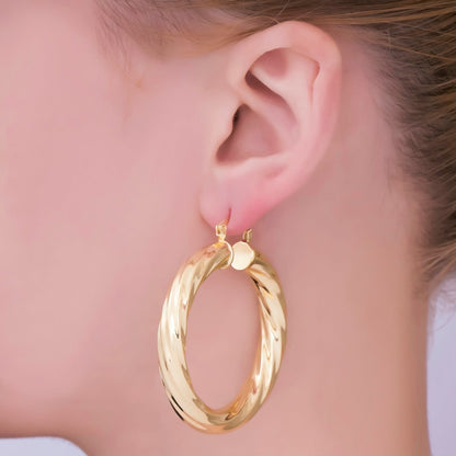 Minimalist Dome Tube Hoop Twist French Lock Hoops Earrings | AJ-100
