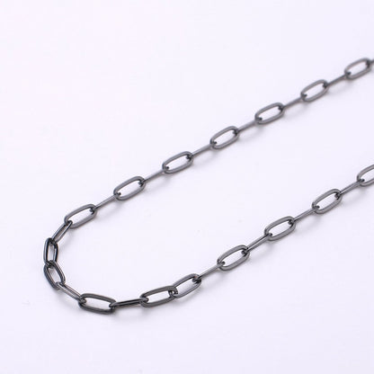24K Gold Filled Thin PAPER CLIP Elongated Layer Necklace Oval Link Chain Delicate Chain, Unfinished Chain by Yard For Necklace Bracelet Component | ROLL-039