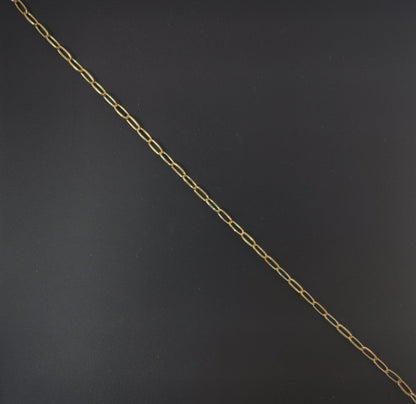 24K Gold Filled Thin PAPER CLIP Elongated Layer Necklace Oval Link Chain Delicate Chain, Unfinished Chain by Yard For Necklace Bracelet Component | ROLL-039