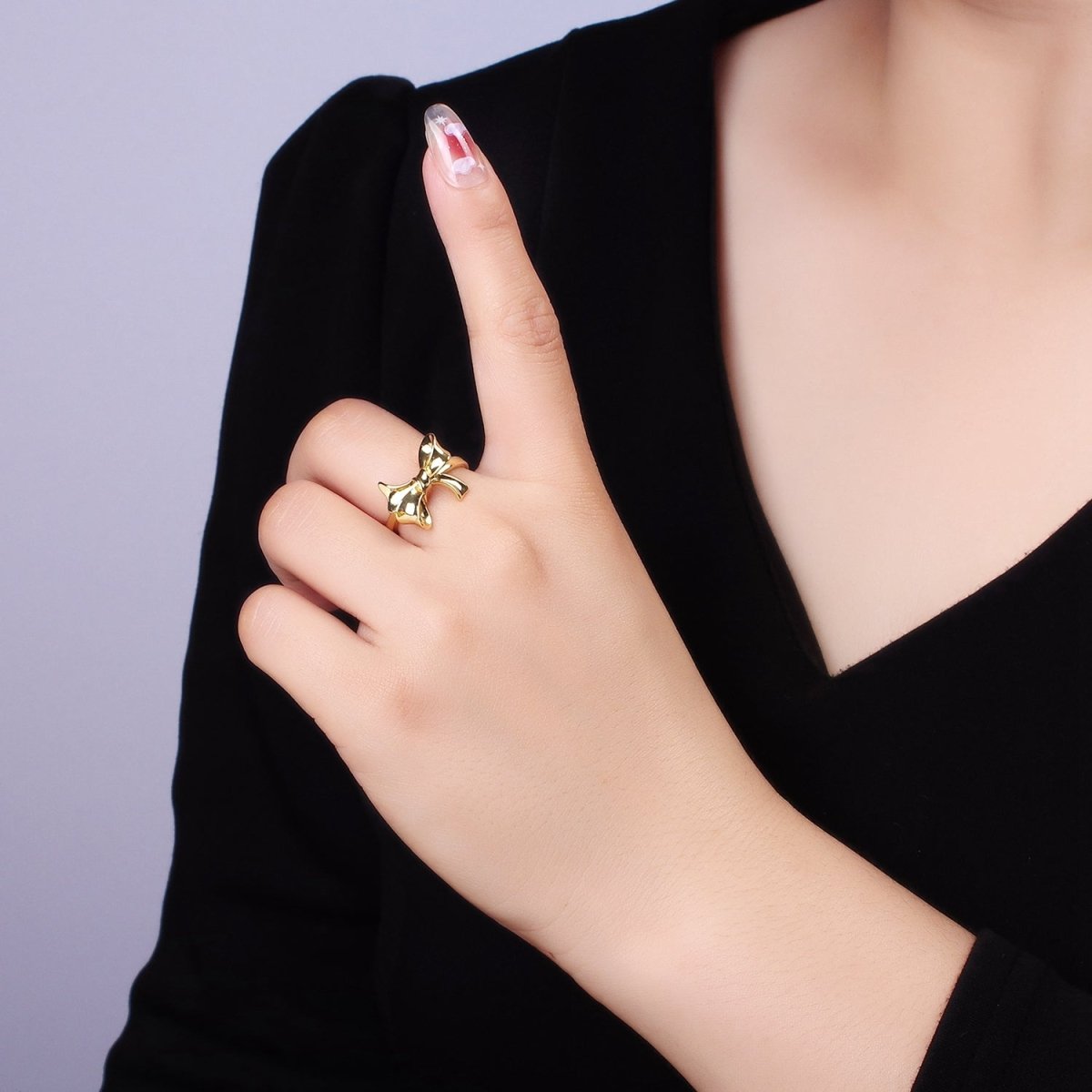 24K Gold Filled Tied Ribbon Bow Minimalist Ring in Gold &amp; Silver | R210 O1383