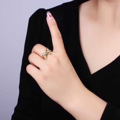 24K Gold Filled Tied Ribbon Bow Minimalist Ring in Gold &amp; Silver | R210 O1383