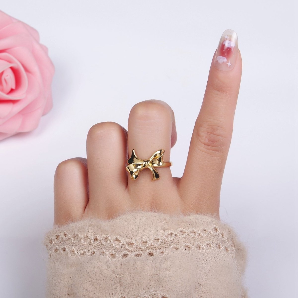 24K Gold Filled Tied Ribbon Bow Minimalist Ring in Gold &amp; Silver | R210 O1383