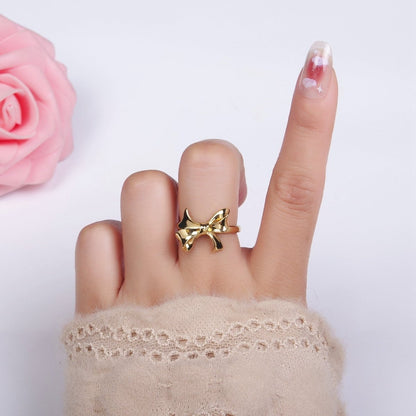 24K Gold Filled Tied Ribbon Bow Minimalist Ring in Gold &amp; Silver | R210 O1383