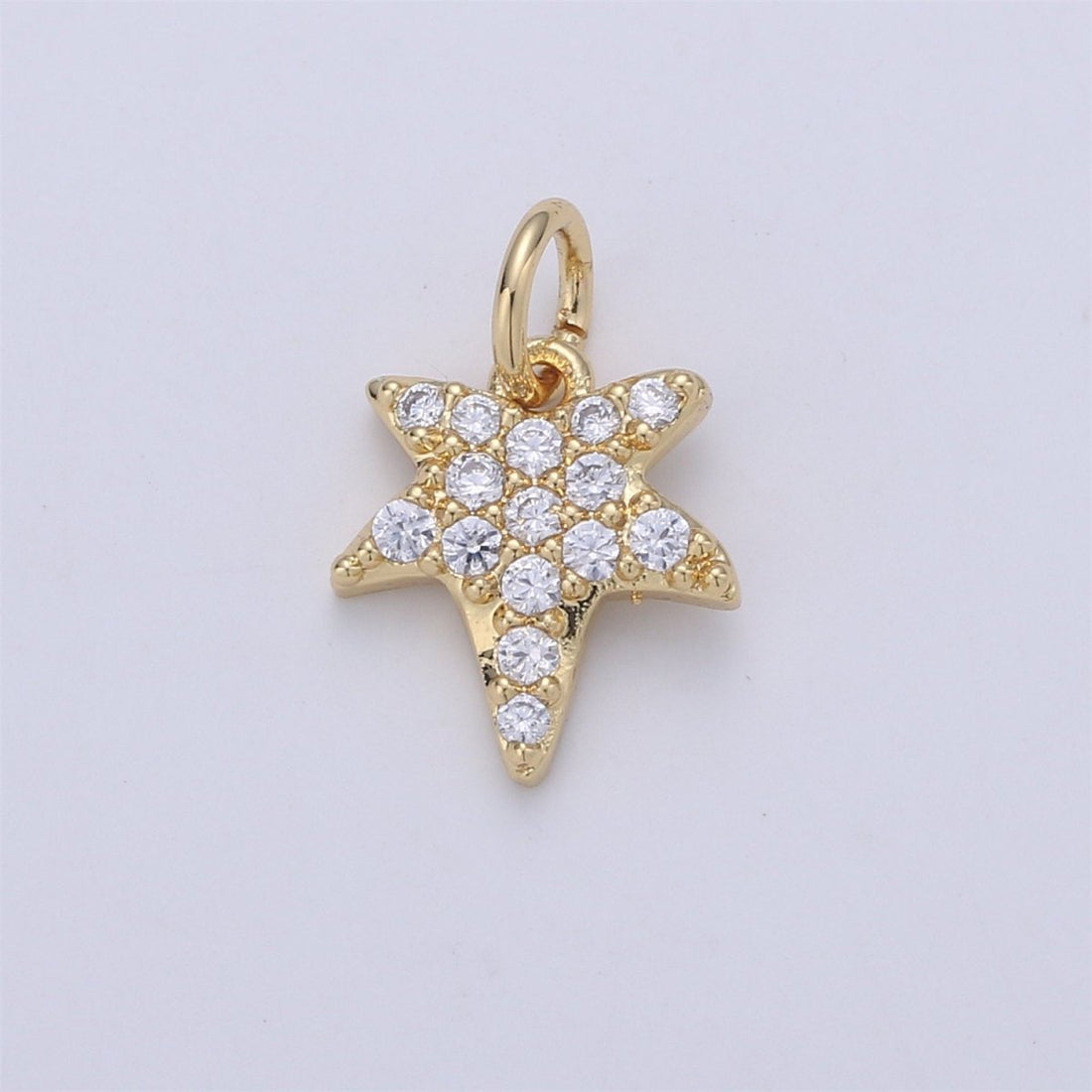 24K Gold filled Tiny Falling Star Dainty Charm with Micro Pave Cubic Zirconia CZ Stone for Necklace or Bracelet, C-905