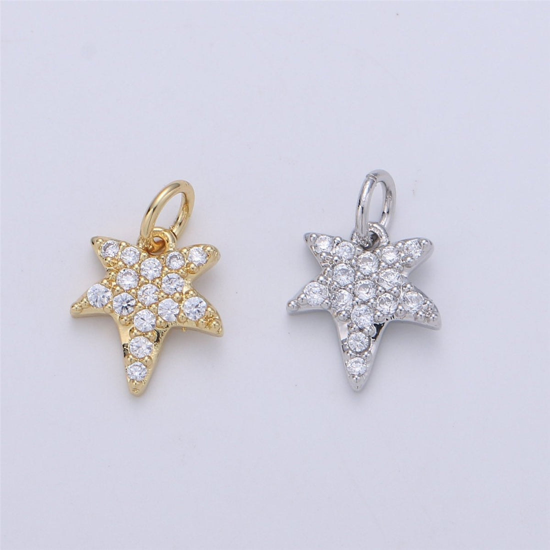 24K Gold filled Tiny Falling Star Dainty Charm with Micro Pave Cubic Zirconia CZ Stone for Necklace or Bracelet, C-905