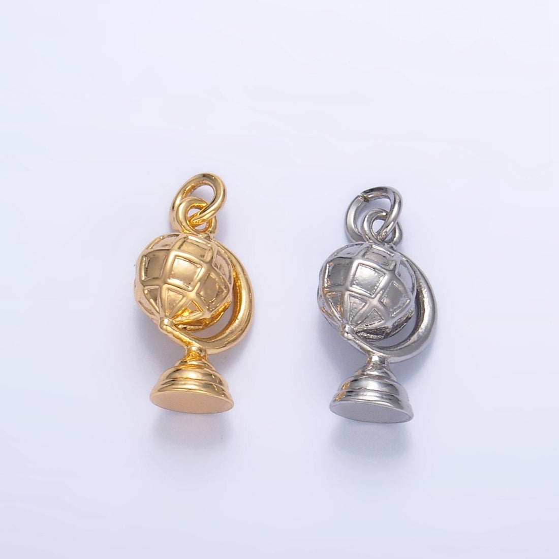 24K Gold Filled Travel World Globe Multidimensional 3D Charm in Gold &amp; Silver | W131