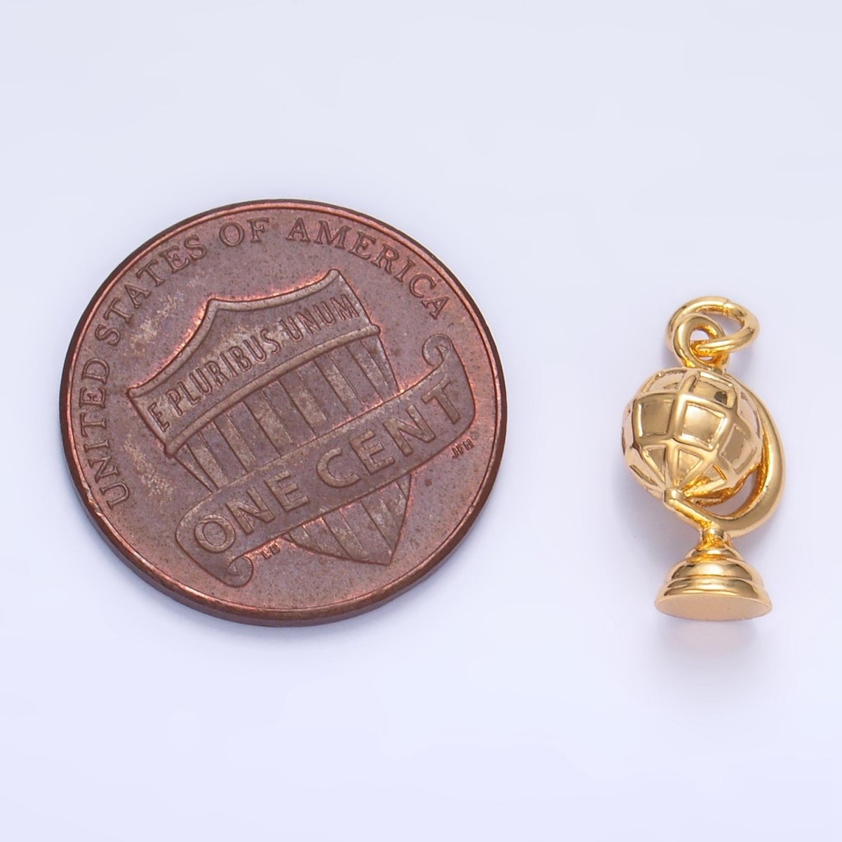24K Gold Filled Travel World Globe Multidimensional 3D Charm in Gold &amp; Silver | W131