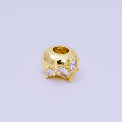 24K Gold Filled Triple Clear Cluster CZ Rondelle Dome Donut Bead Spacer | B-003