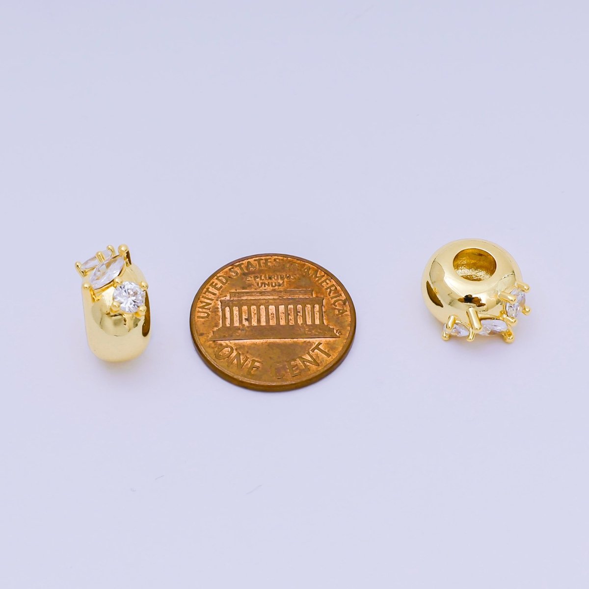 24K Gold Filled Triple Clear Cluster CZ Rondelle Dome Donut Bead Spacer | B-003