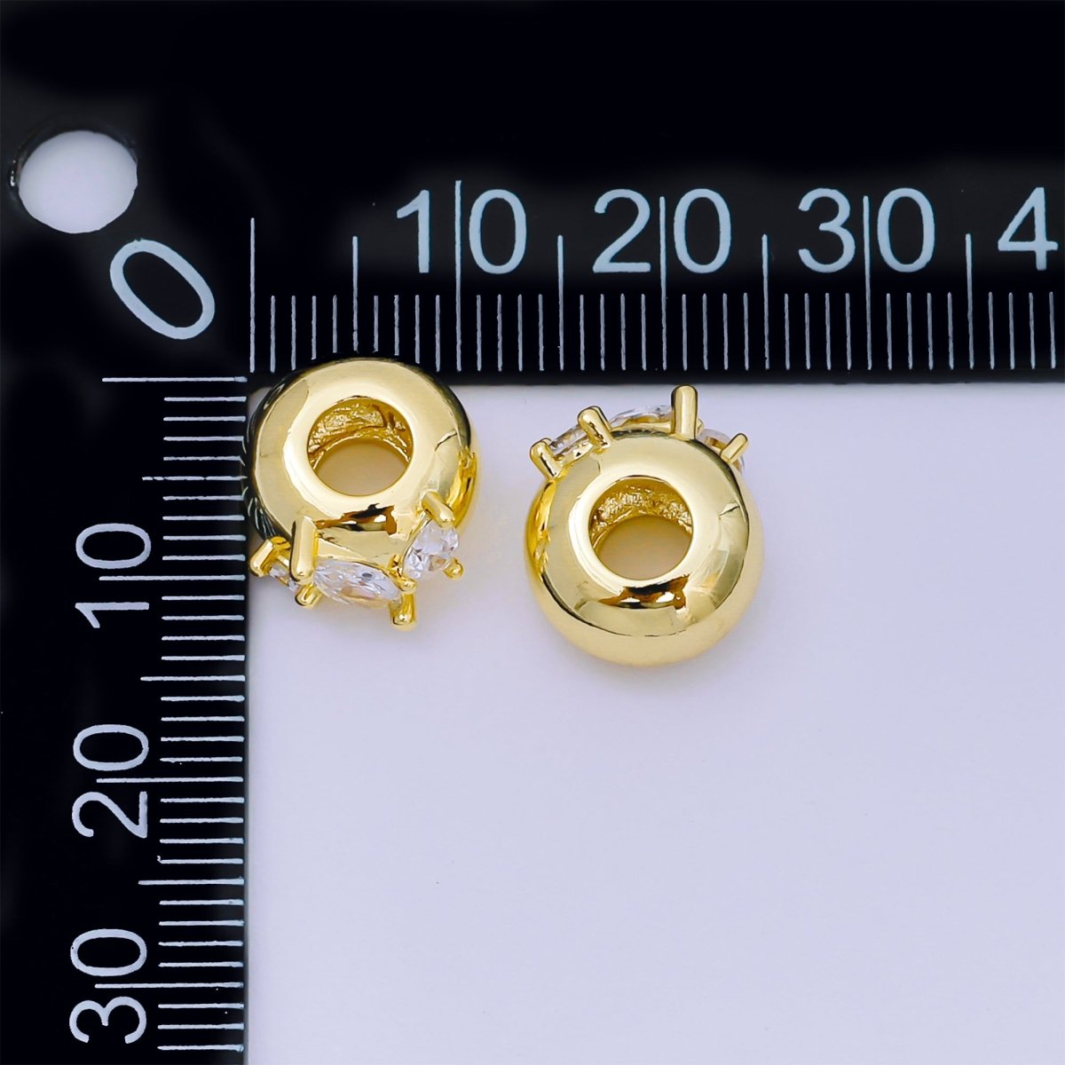 24K Gold Filled Triple Clear Cluster CZ Rondelle Dome Donut Bead Spacer | B-003