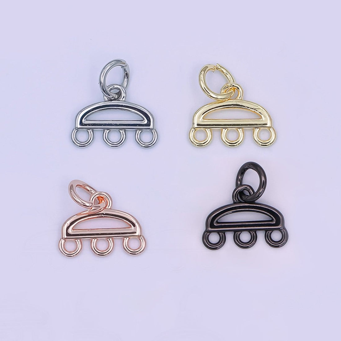 24K Gold Filled Triple Loop Drop Charm Finding in Gold, Silver, Rose Gold &amp; Black | Z1145 Z1146
