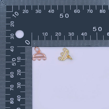24K Gold Filled Triple Loop Drop Charm Finding in Gold, Silver, Rose Gold &amp; Black | Z1145 Z1146