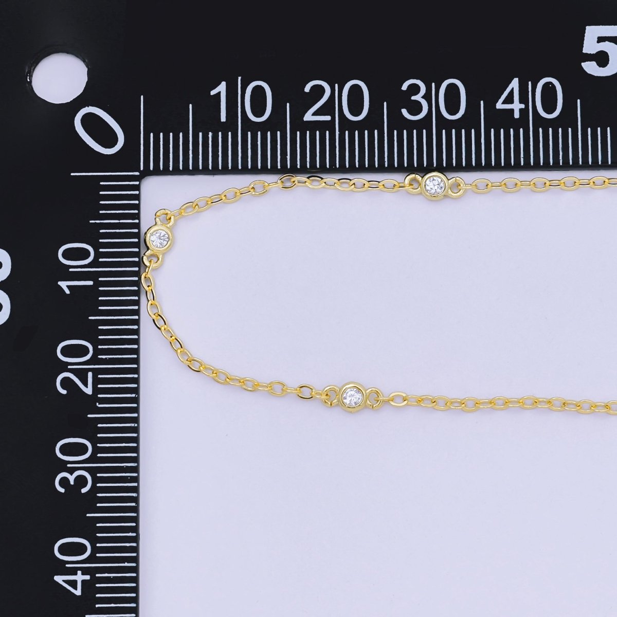 24K Gold Filled 1.5mm Clear Round CZ Cable Chain 18 Inch Necklace | WA-03361