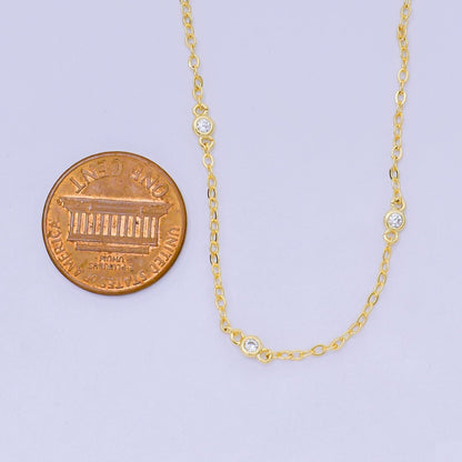 24K Gold Filled 1.5mm Clear Round CZ Cable Chain 18 Inch Necklace | WA-03361