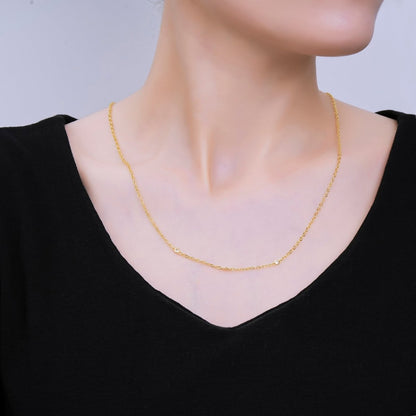 24K Gold Filled 1.5mm Clear Round CZ Cable Chain 18 Inch Necklace | WA-03361
