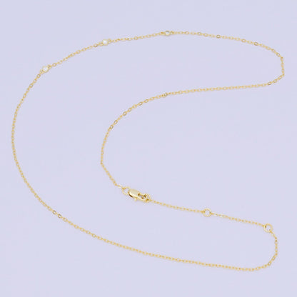 24K Gold Filled 1.5mm Clear Round CZ Cable Chain 18 Inch Necklace | WA-03361