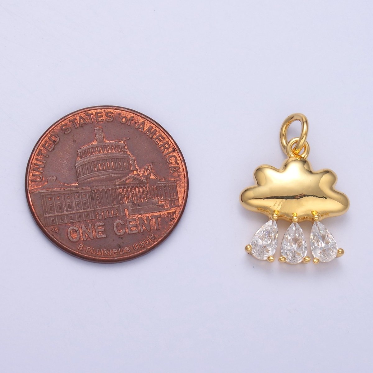 24K Gold Filled Triple Raindrop CZ Cloud Charm in Gold &amp; Silver | C057