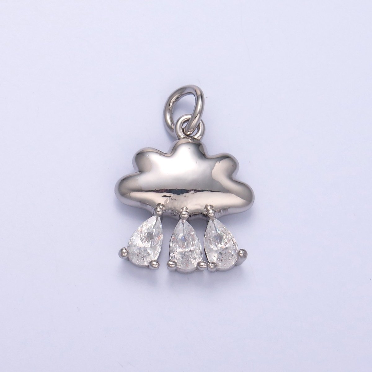24K Gold Filled Triple Raindrop CZ Cloud Charm in Gold &amp; Silver | C057