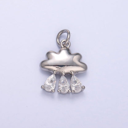 24K Gold Filled Triple Raindrop CZ Cloud Charm in Gold &amp; Silver | C057