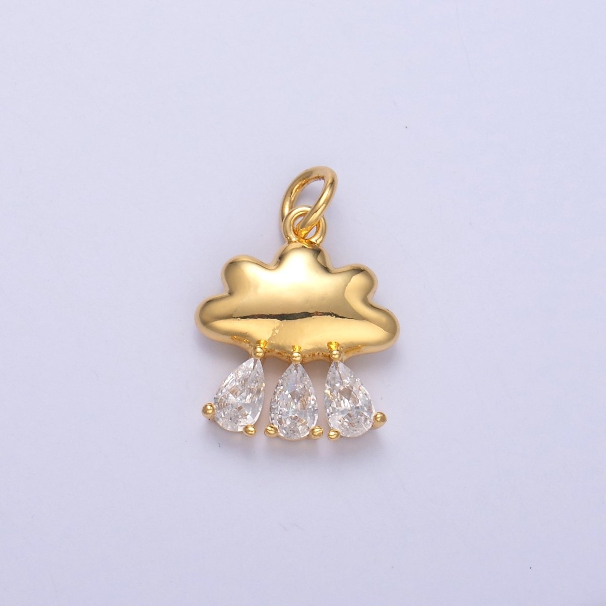 24K Gold Filled Triple Raindrop CZ Cloud Charm in Gold &amp; Silver | C057