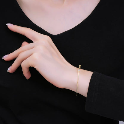 24K Gold Filled Triple Clear Baguette CZ Adjustable Cuff Bracelet | WA-3328