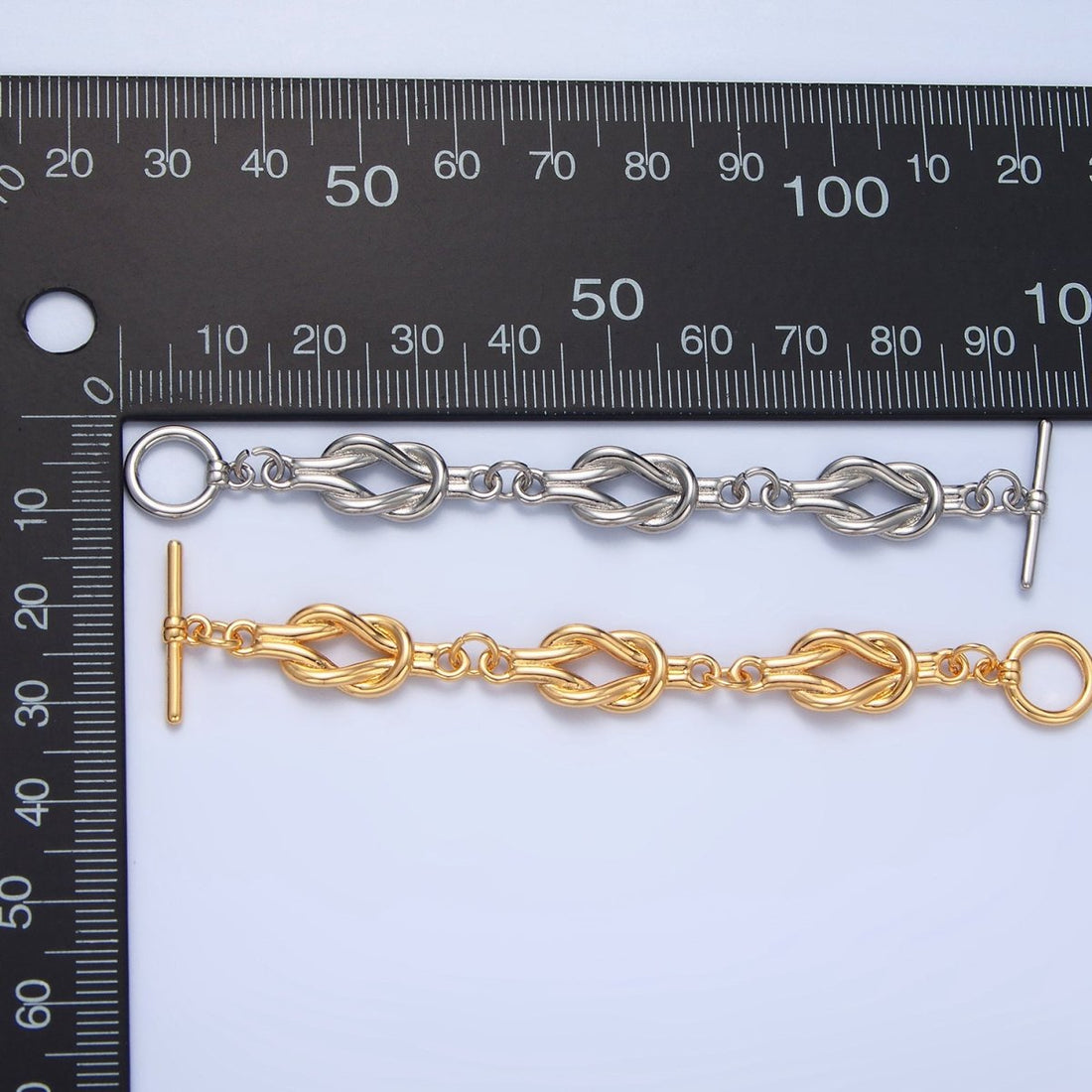 24K Gold Filled Triple Tied Knot Minimalist Toggle Clasps Closure Findings in Gold &amp; Silver | Z996 Z997