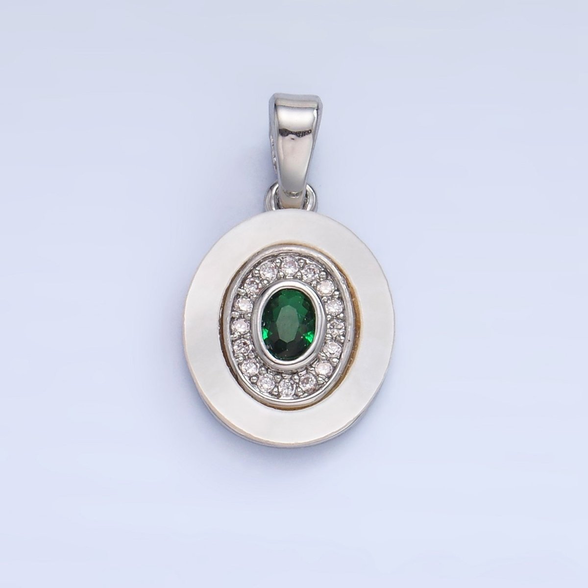 24K Gold Filled Turquoise, Green, Red CZ Shell Pearl Oval Pendant | AA1041 - AA1043