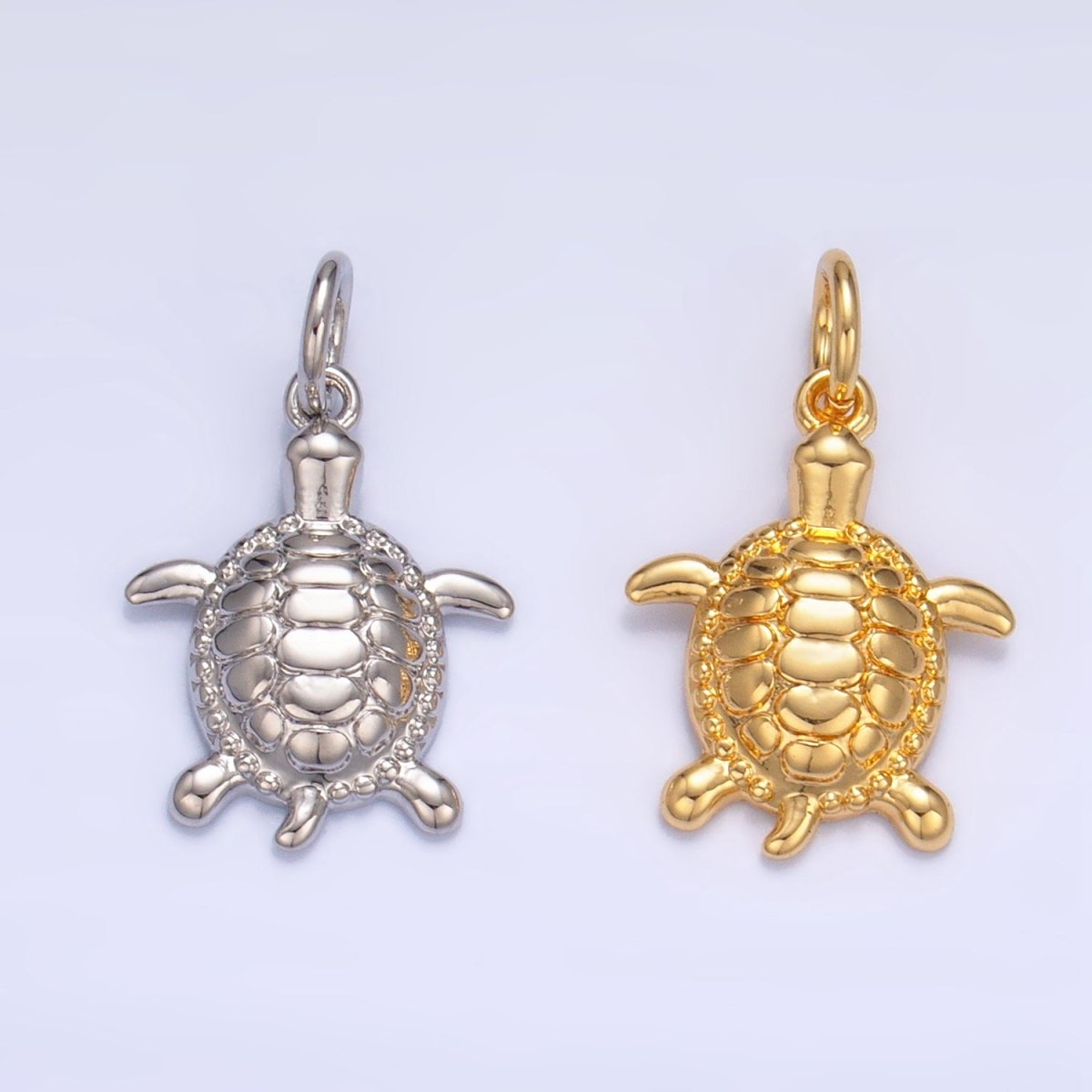 24K Gold Filled Turtle Minimalist Sea Ocean Animal Charm in Gold &amp; Silver | AG836
