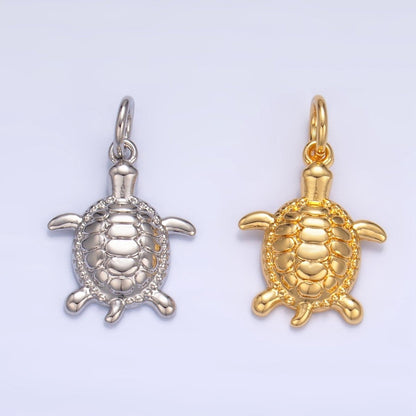 24K Gold Filled Turtle Minimalist Sea Ocean Animal Charm in Gold &amp; Silver | AG836