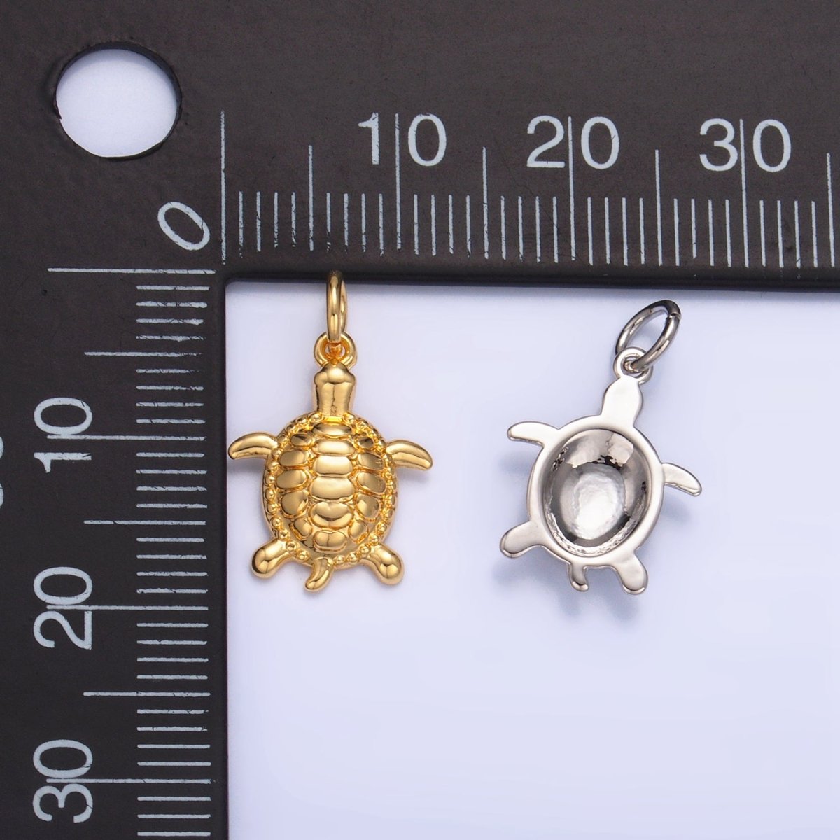 24K Gold Filled Turtle Minimalist Sea Ocean Animal Charm in Gold &amp; Silver | AG836
