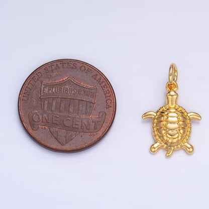 24K Gold Filled Turtle Minimalist Sea Ocean Animal Charm in Gold &amp; Silver | AG836