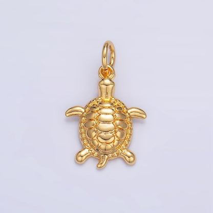 24K Gold Filled Turtle Minimalist Sea Ocean Animal Charm in Gold &amp; Silver | AG836