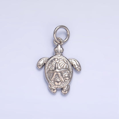 24K Gold Filled Turtle Minimalist Sea Ocean Animal Charm in Gold &amp; Silver | AG836