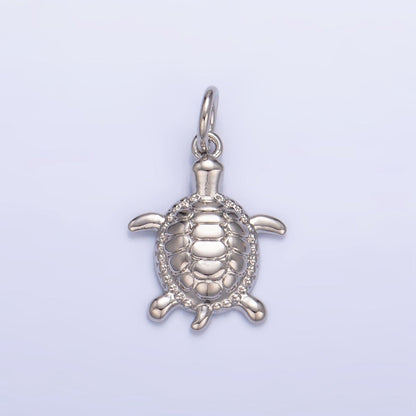 24K Gold Filled Turtle Minimalist Sea Ocean Animal Charm in Gold &amp; Silver | AG836