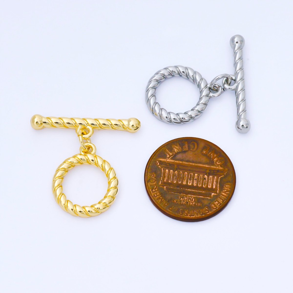 24K Gold Filled 5mm Ribbed Rope OT Toggle Clasp Closure Finding in Gold &amp; Silver | Z1490