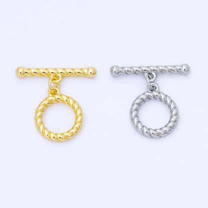 24K Gold Filled 5mm Ribbed Rope OT Toggle Clasp Closure Finding in Gold &amp; Silver | Z1490