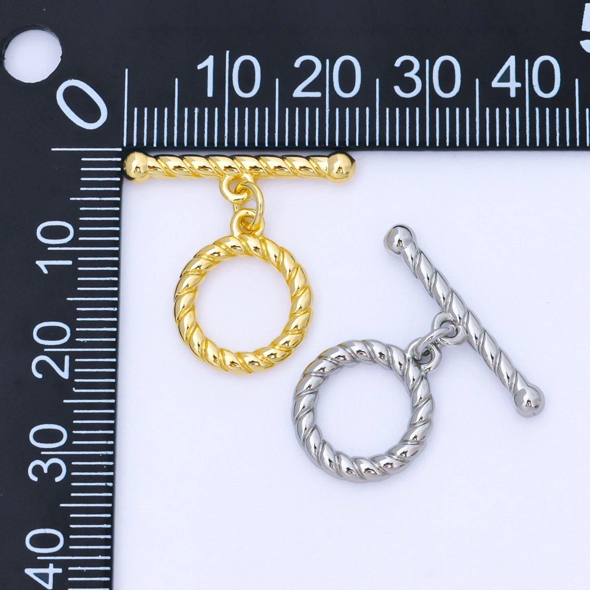 24K Gold Filled 5mm Ribbed Rope OT Toggle Clasp Closure Finding in Gold &amp; Silver | Z1490