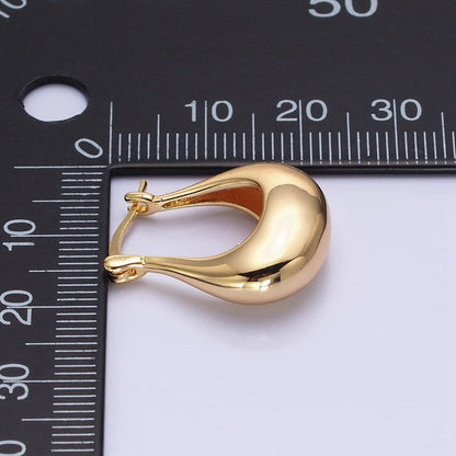 24K Gold Filled U-Shaped Chubby Dome Latch Earrings in Gold &amp; Silver | AB-1405 AB-1406