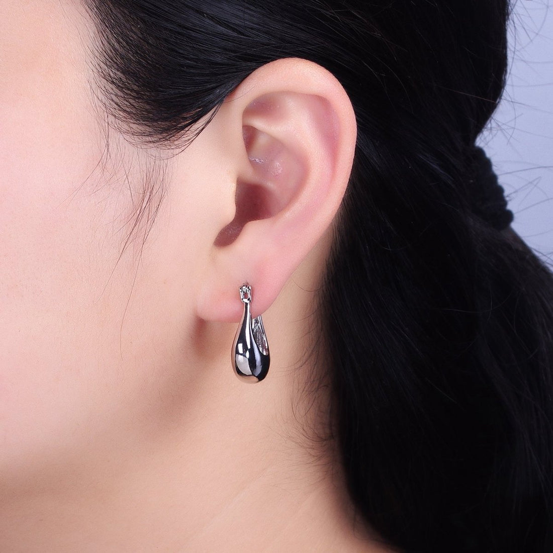 24K Gold Filled U-Shaped Chubby Dome Latch Earrings in Gold &amp; Silver | AB-1405 AB-1406