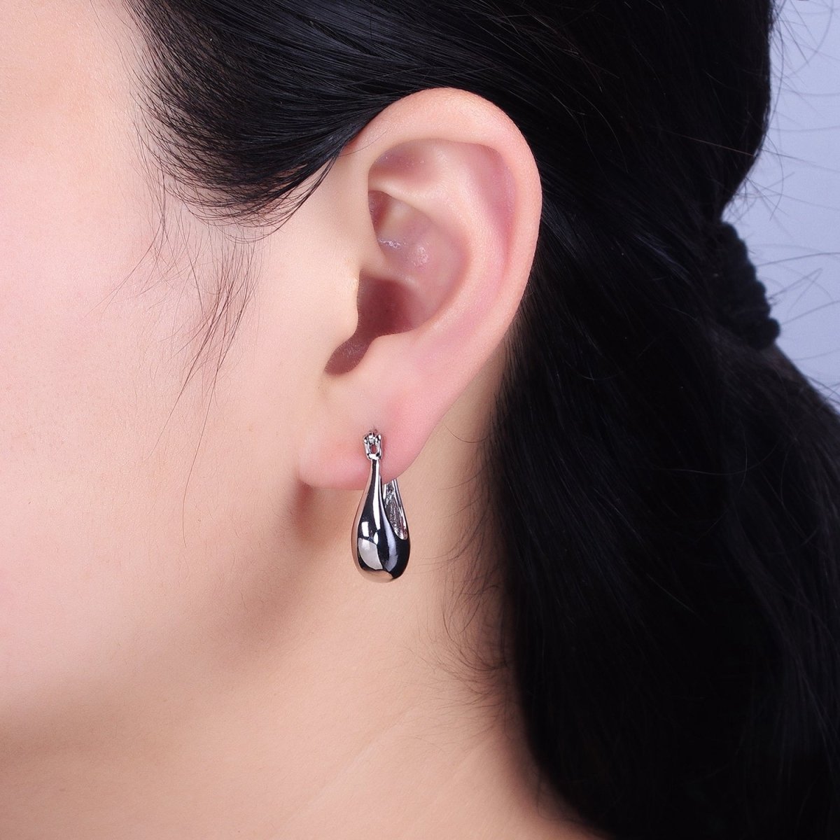 24K Gold Filled U-Shaped Chubby Dome Latch Earrings in Gold &amp; Silver | AB-1405 AB-1406