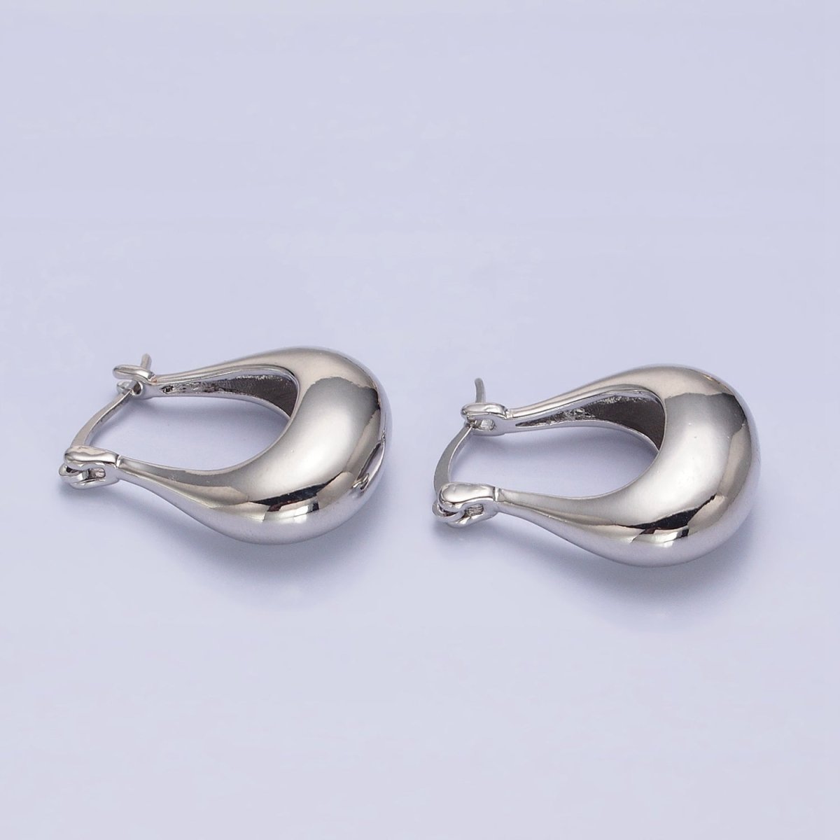 24K Gold Filled U-Shaped Chubby Dome Latch Earrings in Gold &amp; Silver | AB-1405 AB-1406