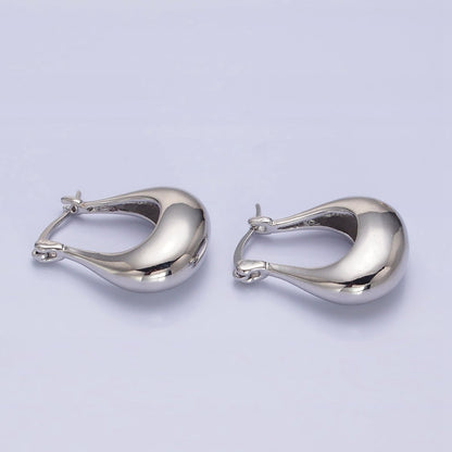 24K Gold Filled U-Shaped Chubby Dome Latch Earrings in Gold &amp; Silver | AB-1405 AB-1406