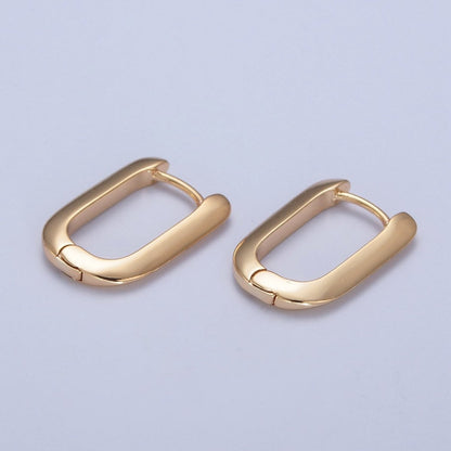 24K Gold Filled U Shaped Huggie Hoop Earrings P-426
