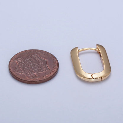 24K Gold Filled U Shaped Huggie Hoop Earrings P-426